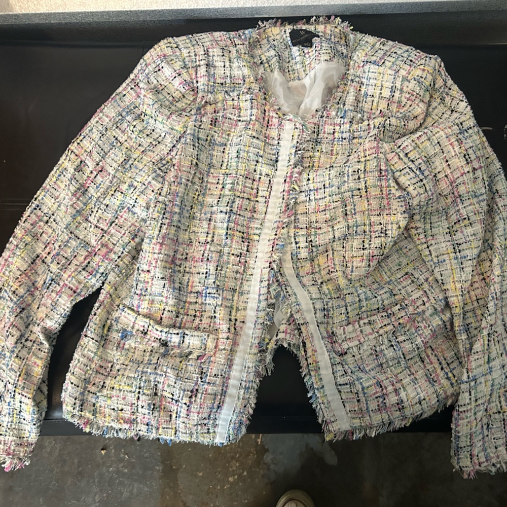 Worthington Women's Long Sleeve White Multicolor Blazer